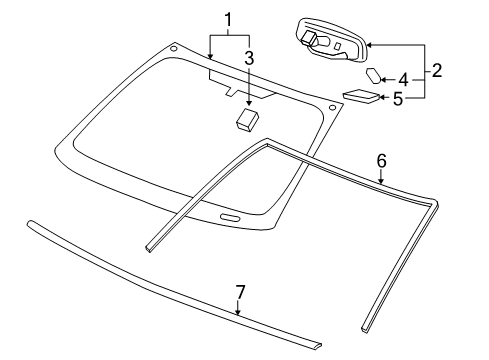 2006 Chevy Cobalt Windshield Glass, Reveal Moldings Diagram