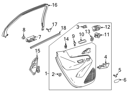 2021 Chevy Equinox Interior Trim - Rear Door Diagram