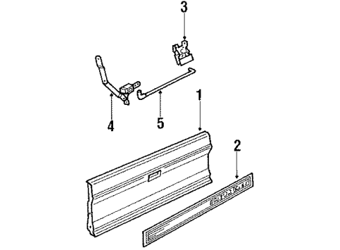 1985 GMC S15 Plate,End Gate Name Diagram for 14035973