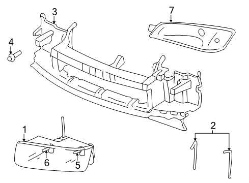 2002 Chevy Avalanche 2500 Headlamp Components, Park & Signal Lamps Diagram