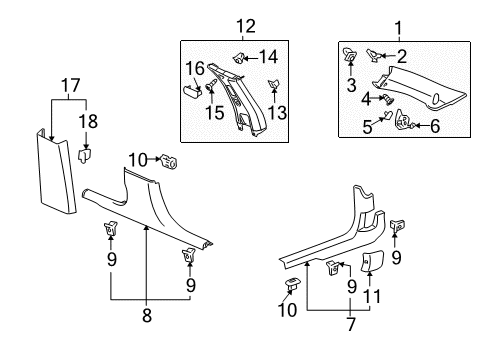 2011 Chevy Impala Speaker Assembly, Radio Windshield Side Garnish Molding Diagram for 15845228