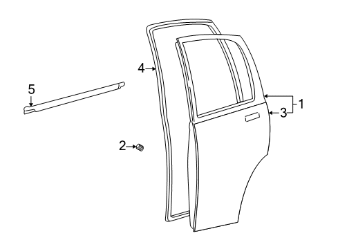 2001 Chevy Tracker Rear Door, Body Diagram