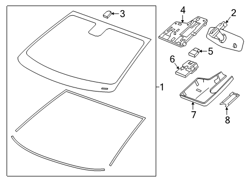 2021 Chevy Bolt EV Bracket, Windshield Multifunction Sensor Mount Diagram for 42505380