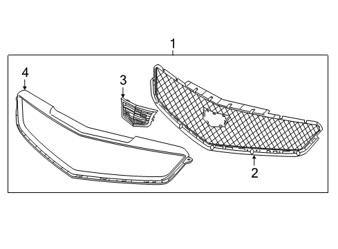 2018 Cadillac ATS V-Series Grille in Black Chrome with Cadillac Logo Diagram for 23504275