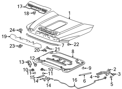 2024 GMC Sierra 2500 HD Hood & Components Diagram