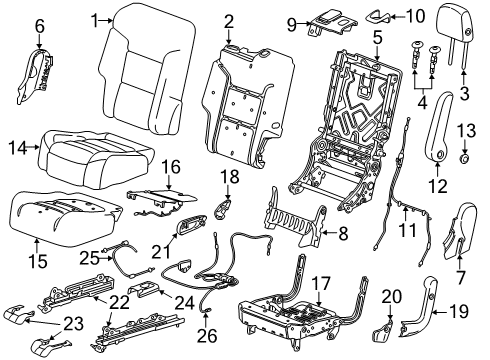 2018 GMC Acadia Armrest Assembly, Rear Seat (Rh Proc) *Kalahari Diagram for 84173348