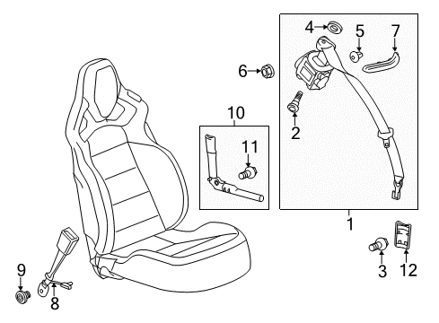 2014 Chevy Corvette Driver Seat Belt Kit(Buckle Side) *Jet Bleed*Black Diagram for 19301317