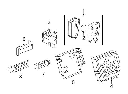 2017 Cadillac XT5 Keyless Entry Components Diagram