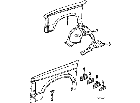 1987 Chevy S10 Blazer Fender & Components Diagram