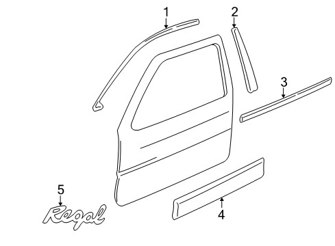 1997 Buick Regal Molding Kit,Front Side Door Lower, R/H Diagram for 88895856