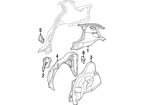 1996 Oldsmobile Achieva Inner Structure - Quarter Panel Diagram 2 - Thumbnail