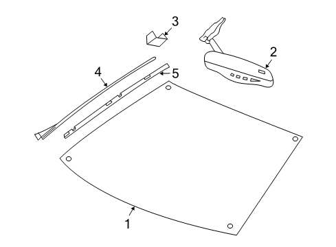 2011 Cadillac STS Windshield Glass, Reveal Moldings Diagram