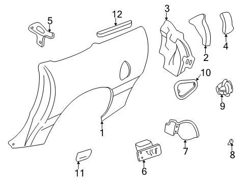 2001 Chevy Camaro Molding, Quarter Belt Reveal *Primer Diagram for 10243370