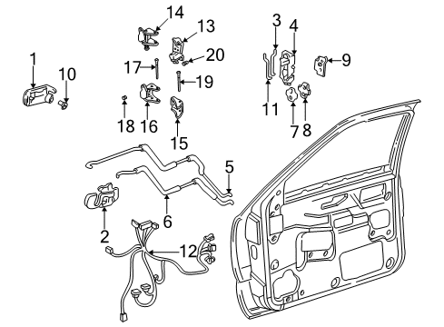 1997 Oldsmobile Bravada Front Side Door Lock Assembly *Marked Print Diagram for 15066134