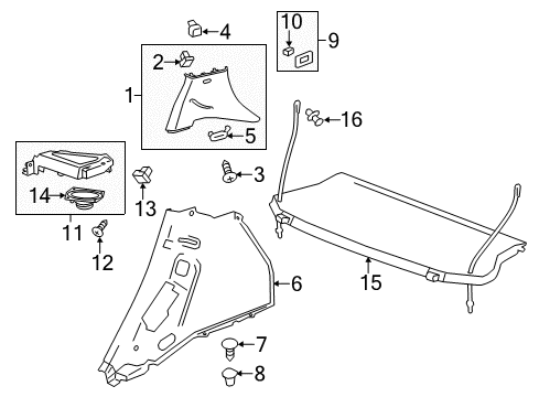 2014 Chevy Spark Molding,Quarter Window Garnish Diagram for 95298777