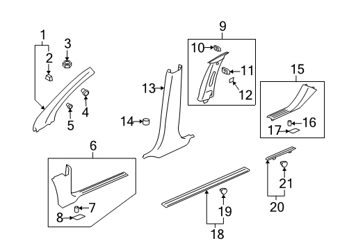 2007 Saturn Vue Interior Trim - Pillars, Rocker & Floor Diagram