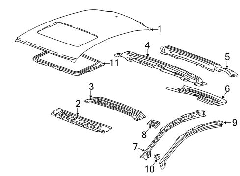 2018 Chevy Cruze Panel Assembly, Roof Front Header Diagram for 13430192