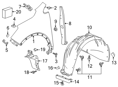 2016 Buick Envision Liner Assembly, Front W/H Diagram for 84033746