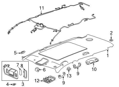 2023 Chevy Blazer RETAINER-HDLNG T/PNL *LIGHT ASH GRR Diagram for 42755316