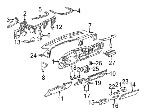 2007 Chevy Silverado 1500 Instrument Panel, Body Diagram 1 - Thumbnail