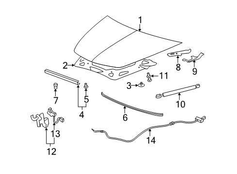 2009 Chevy Malibu Seal,Hood Rear Diagram for 15881854