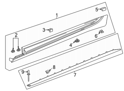 2024 Cadillac CT4 Insert, Rkr Pnl Mldg *Serv Primer Diagram for 84760388