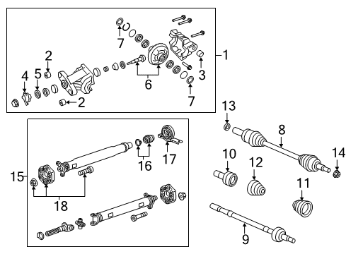 2015 Chevy Caprice Joint Kit, Rear Wheel Drive Shaft Inner Diagram for 92293458