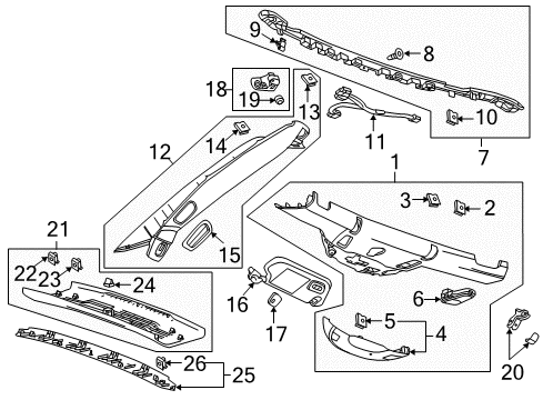 2018 Chevy Corvette Molding Assembly, Windshield Upper Garnish *Light Ash Gray R Diagram for 23371130