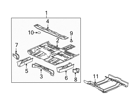 2004 Saturn Vue Pillars, Rocker & Floor - Floor & Rails Diagram