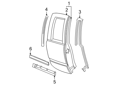 1998 GMC C1500 Rear Door & Components, Exterior Trim, Body Diagram