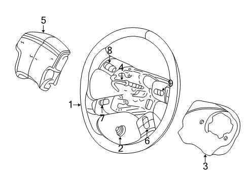 2003 GMC Envoy XL Steering Column & Wheel, Shroud, Switches & Levers Diagram 5 - Thumbnail