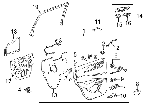 2020 Cadillac Escalade Handle Assembly, Rear Side Door Inside *Black Diagram for 23163899