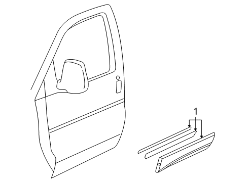 2002 Chevy Express 2500 Molding Asm,Front Side Door Lower *Pewter Diagram for 15072417