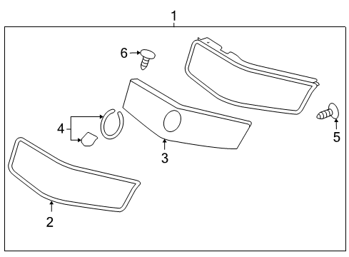 2008 Cadillac XLR Front Bumper Fascia Emblem Diagram for 25757717