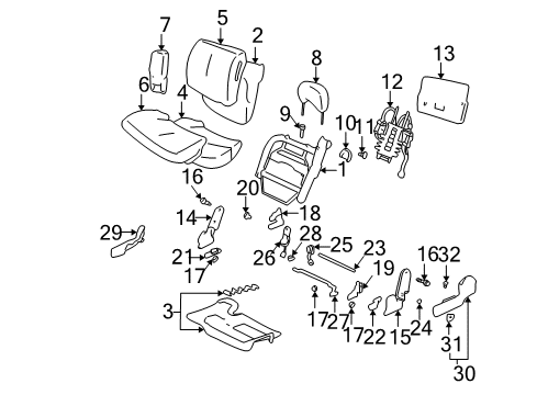 2004 Buick LeSabre Cover Asm,Driver Seat Cushion *Gray Diagram for 88950823