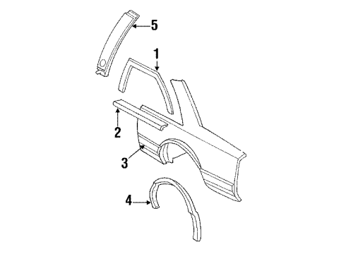 1991 Buick LeSabre Quarter Panel & Components, Exterior Trim, Trim Diagram 2 - Thumbnail