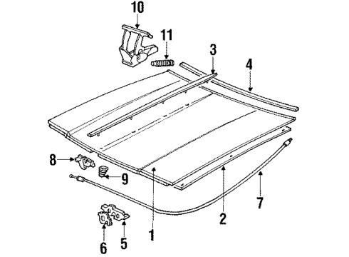 1987 Oldsmobile Custom Cruiser Hood & Components, Body Diagram