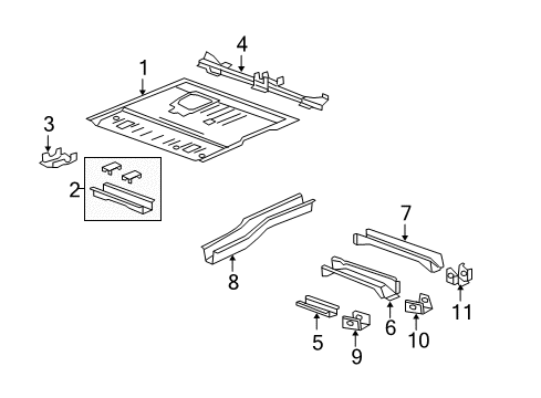 2014 Chevy Traverse Pillars, Rocker & Floor - Floor & Rails Diagram