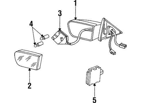 1997 Cadillac Seville Mirror Asm,Outside Rear View *Paint To Mat Diagram for 25663874