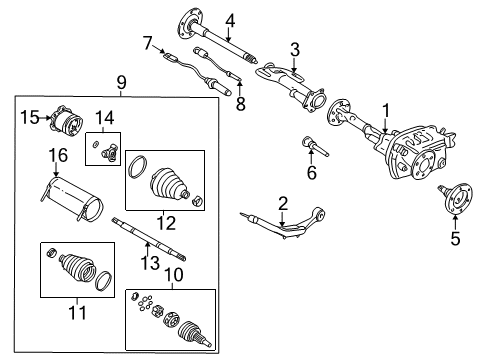 2005 GMC Yukon Carrier & Front Axles Diagram