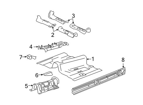 2007 Cadillac STS Pillars, Rocker & Floor - Floor & Rails Diagram