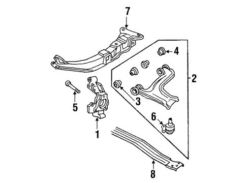 1997 Pontiac Grand Am Front Suspension Components, Lower Control Arm, Stabilizer Bar Diagram