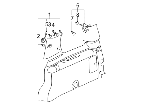 2005 Buick Terraza Interior Trim - Side Panel Diagram 3 - Thumbnail