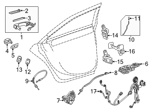 2013 Cadillac ATS Rear Door - Lock & Hardware Diagram