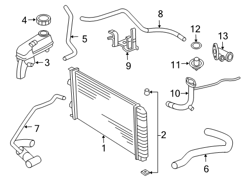 1998 Chevy Cavalier Radiator & Components Diagram