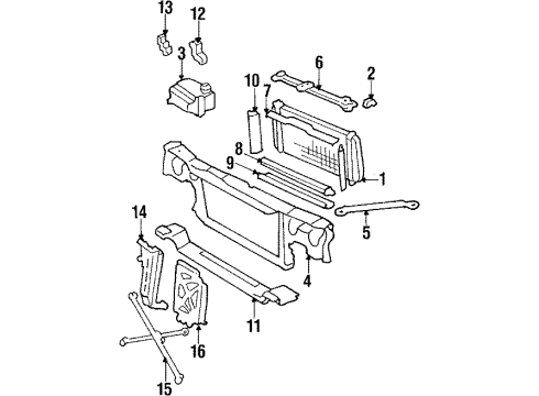 1989 Chevy Celebrity Radiator & Components Diagram