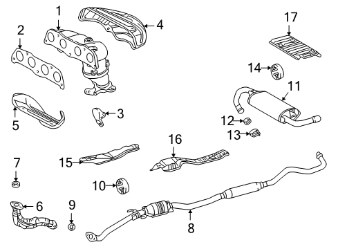 2005 Pontiac Vibe Catalytic Convertor (W/Exhaust Pipe) Diagram for 88969129