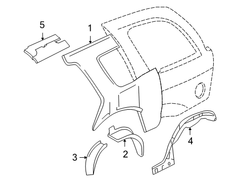 2007 Buick Rainier Inner Structure - Quarter Panel Diagram