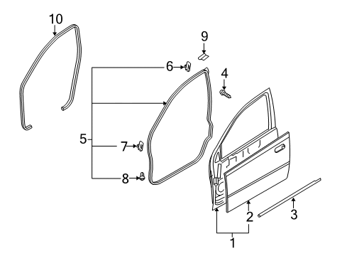 2008 Chevy Aveo Sealing Strip Asm,Front Side Door Window Outer<See Guide/Contact Bf Diagram for 96801085