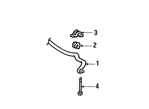 1991 Cadillac Fleetwood Stabilizer Bar & Components - Front Diagram